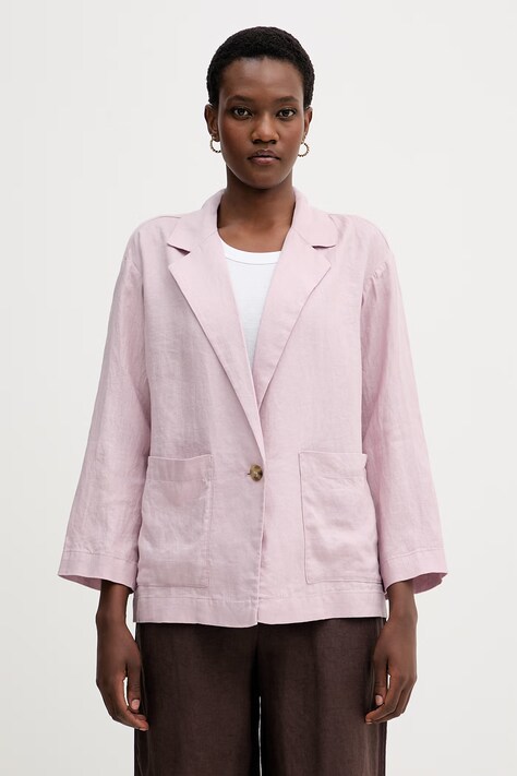 United Colors of Benetton giacca monopetto da donna in lino violetta 2AGHDW03J