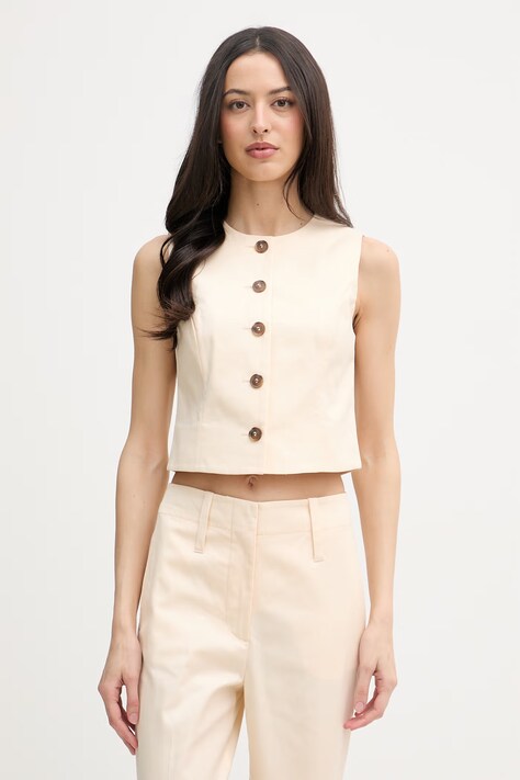 United Colors of Benetton telovnik ženski bombažen bež 29YYDJ016