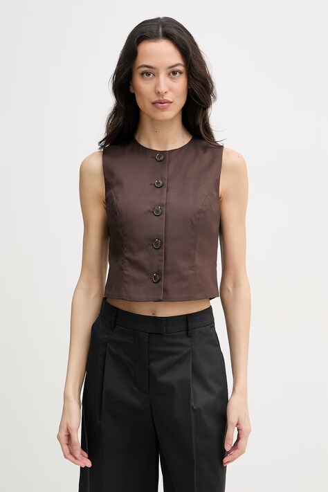 United Colors of Benetton vesta dámska bavlnená hnedá 29YYDJ016