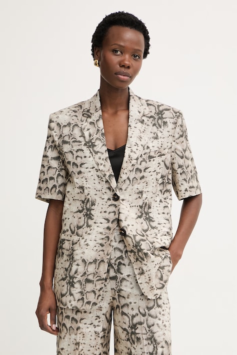 Pinko giacca monopetto da donna in lino beige 106879 A3BL