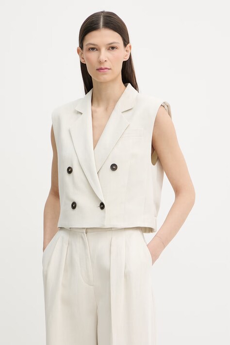 Marc O'Polo Kamizelka dwurzędowa damska z wiskozy beżowa 5000013346