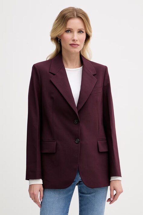 Tommy Hilfiger jednoradové sako dámske s prímesou vlny burgundské WW0WW49589
