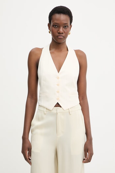 Patrizia Pepe kamizelka jednorzędowa damska beżowa 2C1726 A735