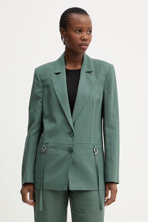 Patrizia Pepe marynarka jednorzędowa damska z wiskozy zielona 2S1558 A052