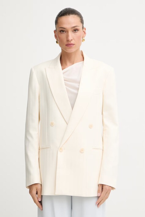 Patrizia Pepe marynarka dwurzędowa damska beżowa 2S1560 A735