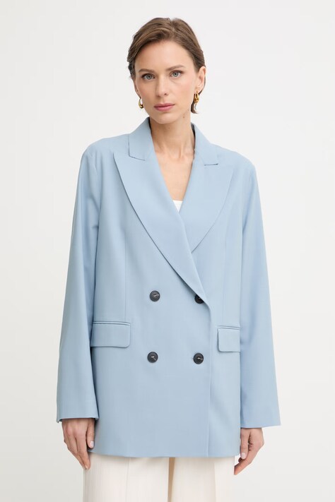 Max&Co. marynarka dwurzędowa damska z dodatkiem wełny MCOEGIZIO niebieska 2616041033200