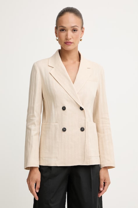 Max&Co. двубортный пиджак для женщин со льном MCOGRADO бежевый 2616041034200