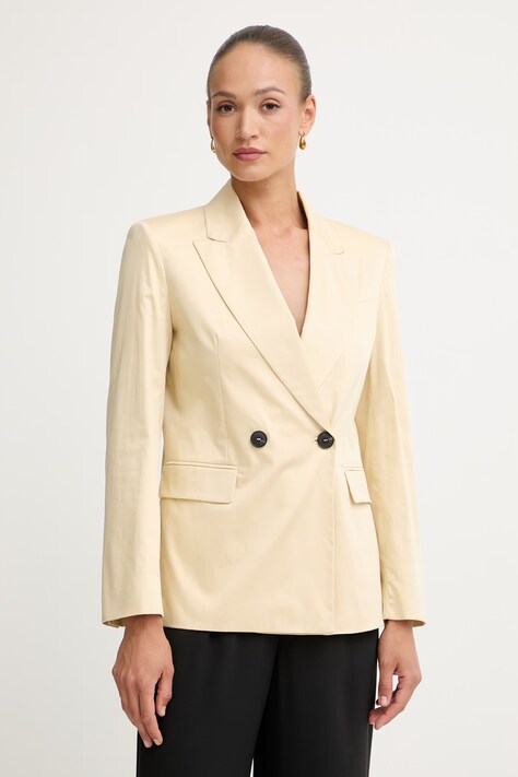 Max&Co. σταυρωτό σακάκι γυναικείο βαμβακερό με ελαστάν MCOGIRAFFA κίτρινο 2616041054200