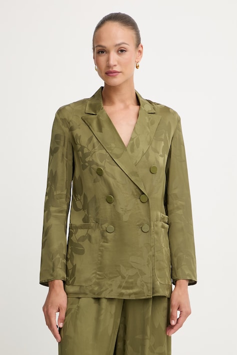 Armani Exchange marynarka dwurzędowa damska z wiskozy zielona XW002010 AF21551