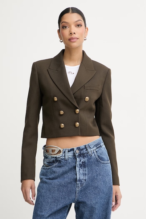 Miss Sixty marynarka dwurzędowa damska z wełną brązowa 6M1WJ05900