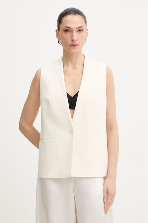 BOSS mellény Jemmania bézs, egysoros gombolású, 50557418