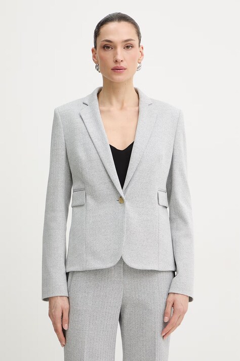 BOSS marynarka kolor szary jednorzędowa melanżowa 50569605