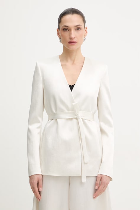 BOSS marynarka Jia15 kolor beżowy dwurzędowa gładka 50558325