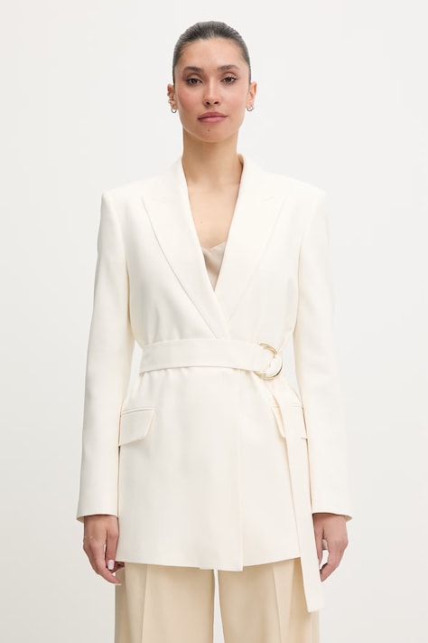 HUGO marynarka jednorzędowa damska z wiskozy Abivanna beżowa 50559274