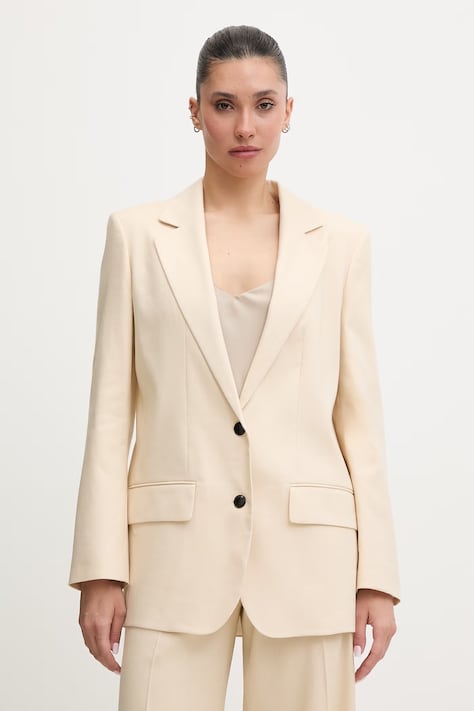 HUGO marynarka garniturowa damska z dodatkiem lnu Anetali beżowa 50560000