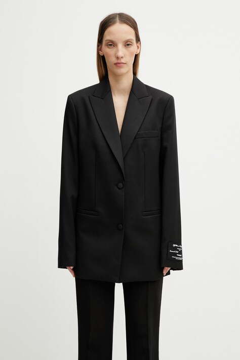 Off-White Tomboy Label marynarka jednorzędowa wełniana damska czarna 2EF099C99FAB002