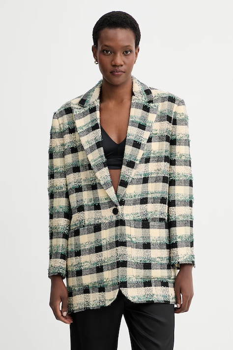 Sako s prímesou vlny MUNTHE BAKETTA žltá farba, jednoradové, vzorované, 261151026101