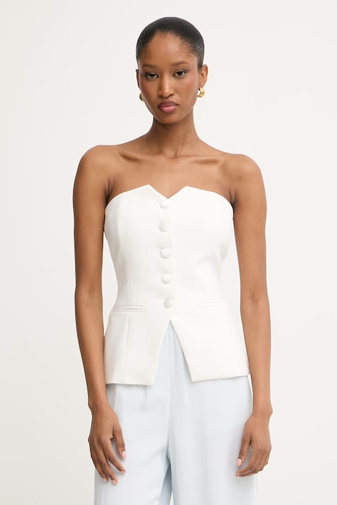 Morgan bluzka z odkrytymi ramionami damska z wiskozą biała gładka CPANA.F