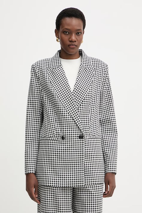 Morgan marynarka dwurzędowa damska z wiskozą czarna VICHY.F