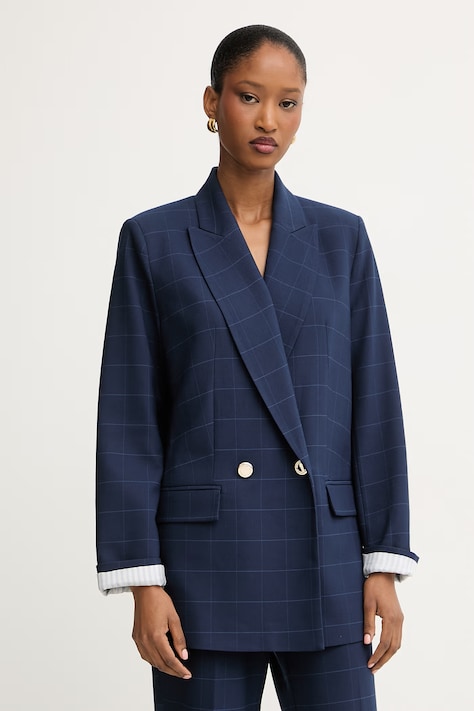 Morgan marynarka dwurzędowa damska z wiskozą granatowa VNATY.F