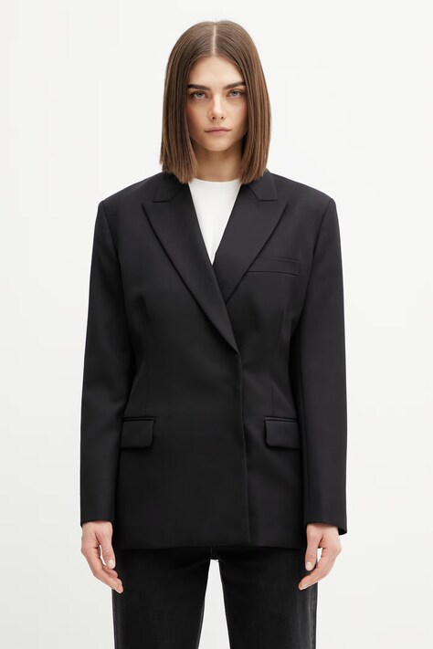 Anine Bing Aretha marynarka dwurzędowa z wełną damska czarna A.01.12057