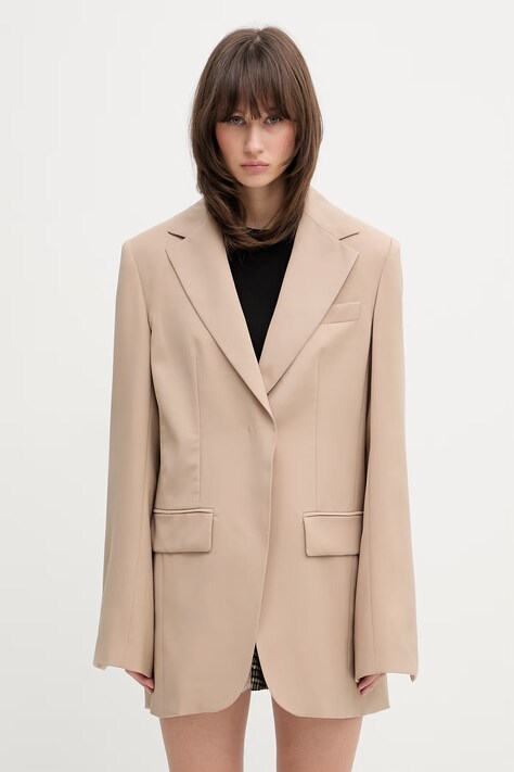 Sportmax Spxmela sacou femeiesc cu amestec de lână bej 2612041021600