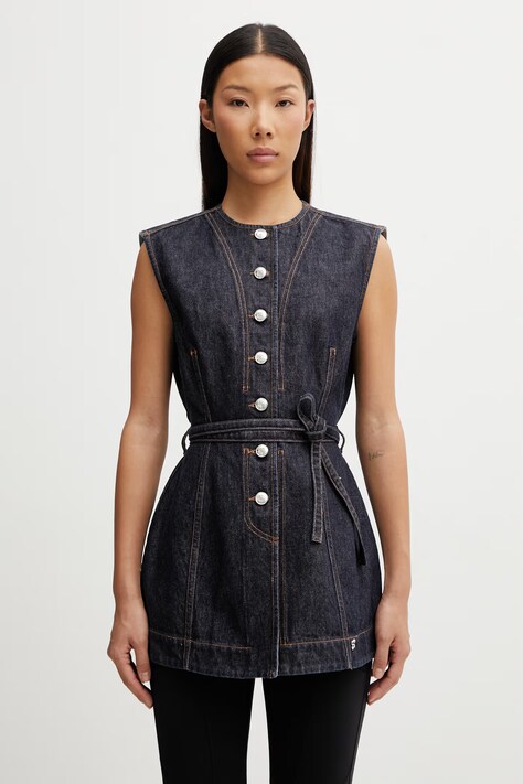 Sportmax Spddominio однобортний жилет джинсовий жіночий темно-синій 2612161015600