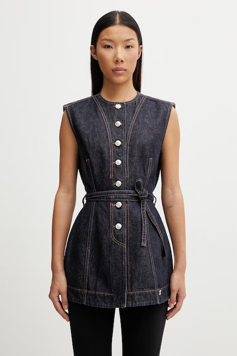 Sportmax Spddominio jednořadá vesta džínová dámská námořnická modř 2612161015600