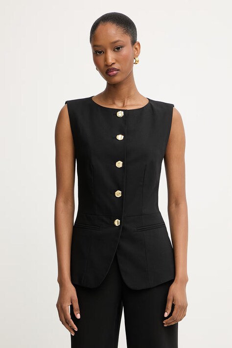 Morgan kamizelka jednorzędowa damska z wiskozy czarna VAVA.F