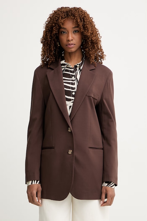 Haveone marynarka jednorzędowa damska brązowa JMI-Q002