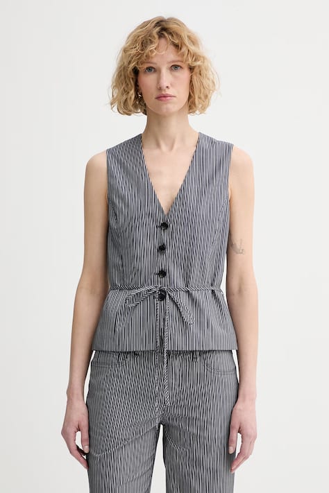 rag & bone kamizelka jednorzędowa damska bawełniana Paulette szara RA6O26S4MCO