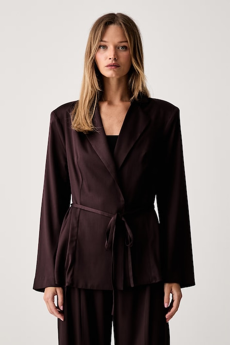 Le Privé blezer damski z lyocellem ROMY BLAZER brązowy LP00688