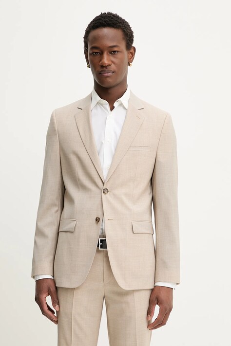 Шерстяной пиджак HUGO Arti253X цвет бежевый 50558082