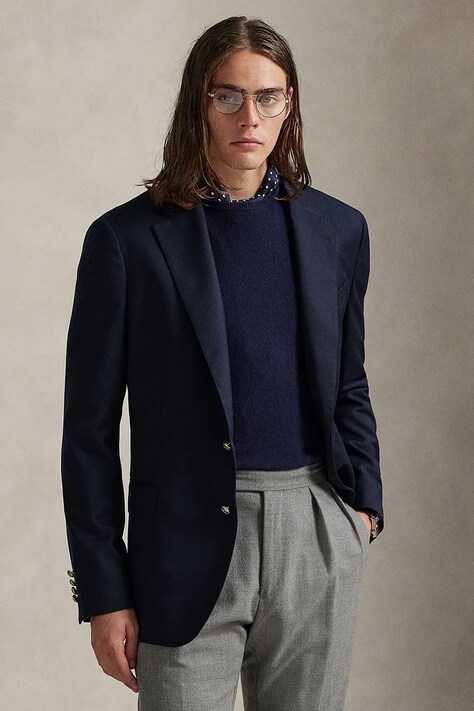 Polo Ralph Lauren marynarka z dodatkiem wełny męska kolor granatowy 715928570