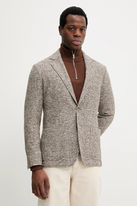 Gant marynarka z dodatkiem wełny męska kolor brązowy 7706344