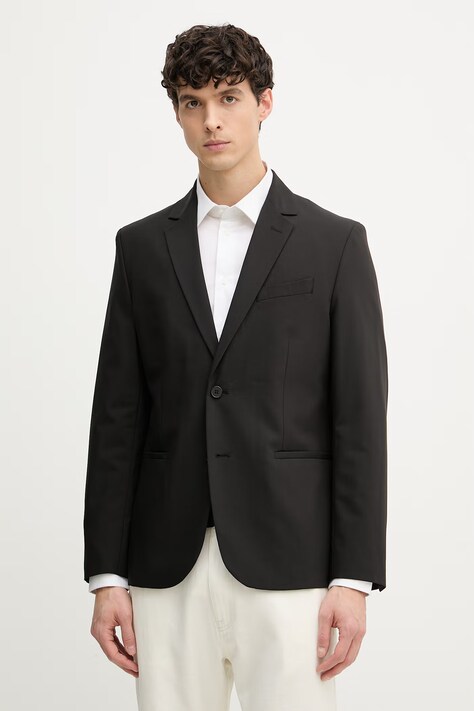 Sisley marynarka jednorzędowa męska z domieszką wełny czarna 29B3SW02K