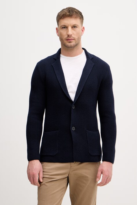 United Colors of Benetton marynarka jednorzędowa męska z dodatkiem wełny granatowa 1Y6SU601X