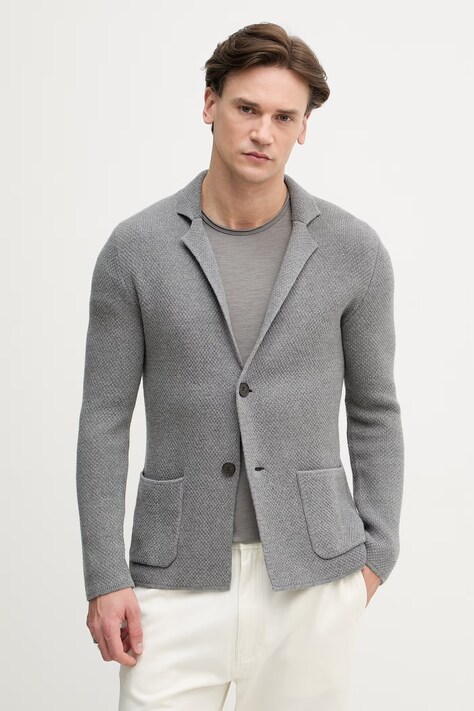 United Colors of Benetton marynarka jednorzędowa męska z dodatkiem wełny szara 1Y6SU601X