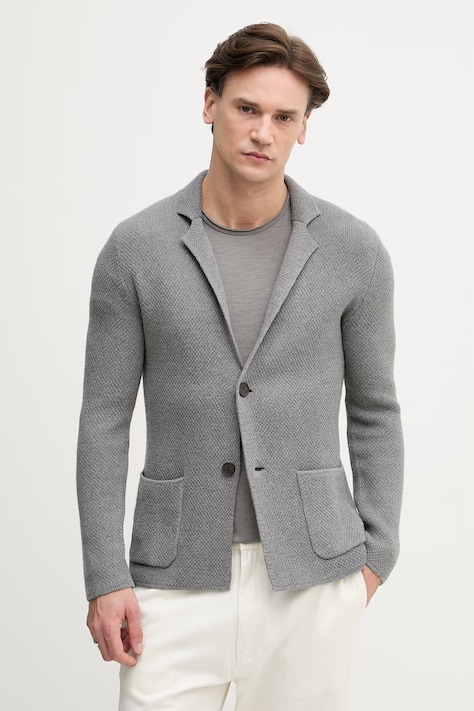 United Colors of Benetton marynarka jednorzędowa męska z dodatkiem wełny szara 1Y6SU601X