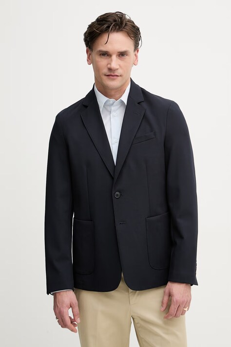 United Colors of Benetton marynarka jednorzędowa męska z domieszką wełny granatowa 23N4UW021