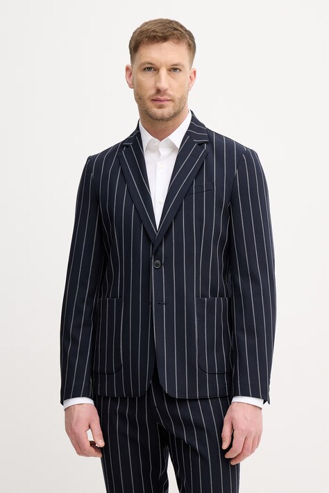 United Colors of Benetton Marynarka jednorzędowa męska z domieszką wełny granatowa 23N4UW021