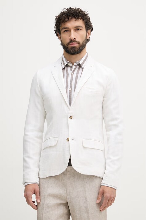 Lindbergh marynarka jednorzędowa męska z lnem biała 30.304020A