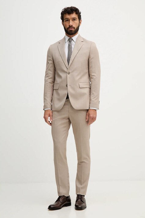 Lindbergh garnitur męski kolor beżowy gładka 30.606034