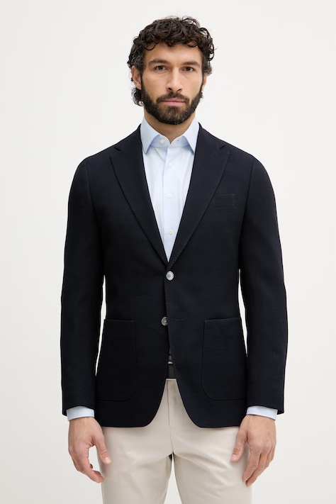 BOSS jednoredni muški sako od vune Hutson mornarsko plavi 50561882