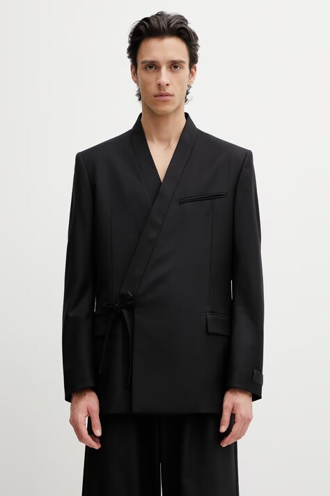 Kenzo Blazer / Gilet marynarka wełniana męska czarna FG55VE1609TV