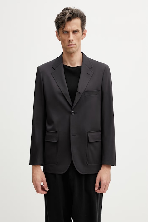 BEAMS marynarka jednorzędowa wełniana męska czarna 1116.0089.927