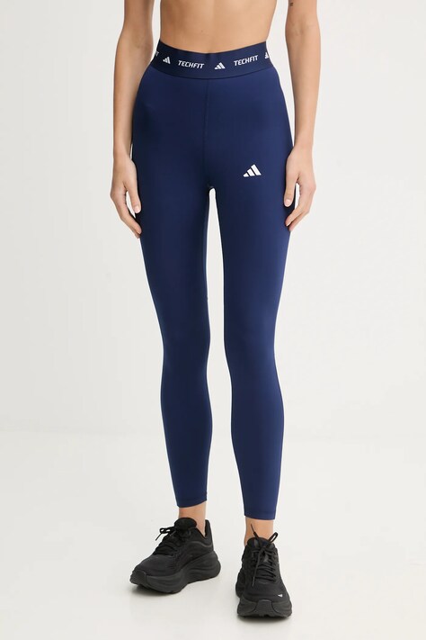 adidas Performance legginsy treningowe Techfit damskie kolor niebieski z nadrukiem JY8362