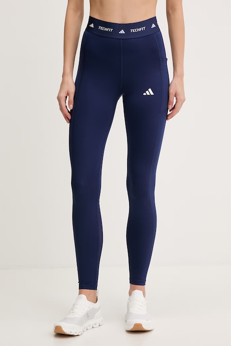 adidas Performance legginsy treningowe Techfit damskie kolor niebieski z nadrukiem JZ0792