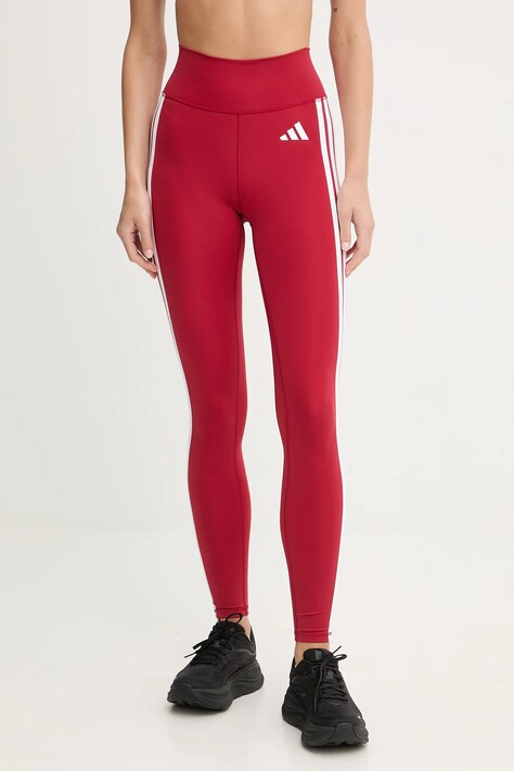 adidas Performance legginsy treningowe Essentials damskie kolor bordowy z nadrukiem KF8557