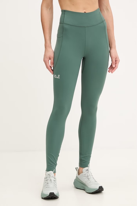 Jack Wolfskin legginsy damskie Wildstride zielone high waist A65787